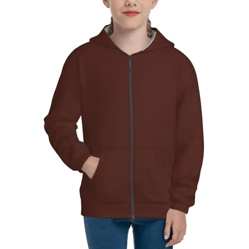 Brown Kid Hoodies Boys Zip Up Sweatshirts Girls Pullover with Pocket3