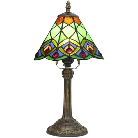 Blivuself Tiffany Green Peacock Table Lamp Cover