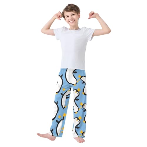 Birthday Penguin Boys Pants Boys Athletic Pants Long Pant for Boywith Pockets Wide-Leg Size 6-14Y3