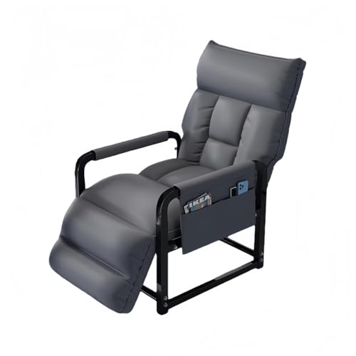 JORERAORMESリクライニングチェア一人用座席肘掛付き耐荷重180キログラム背もたれ可調整一人暮らし昼寝 (グレー,フットスツール款)