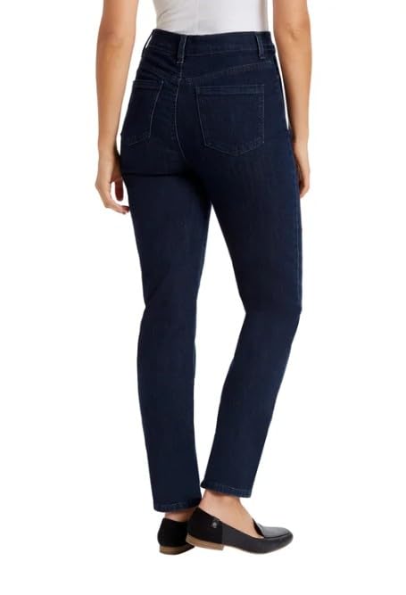 Image of Gloria Vanderbilt Ladies Amanda Stretch Denim Jeans for Women, Tapered Womens Pants, Mom Jeans, Ladies Pants - Scottsdale Blue-Madison 8 Long