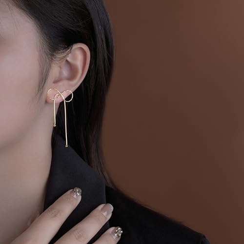 Reffeer Solid 925 Sterling Silver Bow Drop Earrings Dangle for Women Teens Bowknot Dangle Earrings Studs2