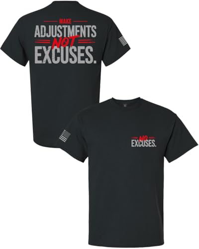 Trenz Shirt Company Men’s Make Adjustments Not Excuses T-Shirt – Motivational Gym Tee, No...