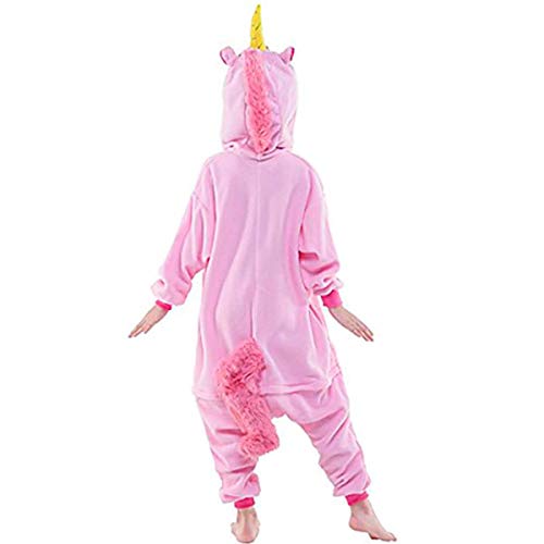 Fantasia de Unicórnio Kigurumi Infantil Rosa e Branco Com Gorro P 3-4