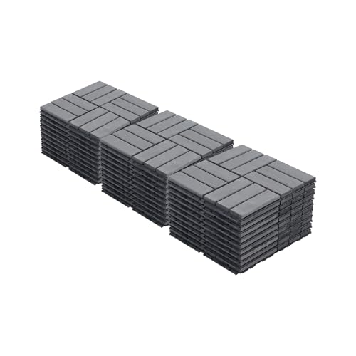 Polibi 30 PCS Acacia Wood Interlocking Deck Tiles 12