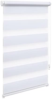 OBdeco Double Roller Blind, Duo Roller Blind, Clamp Fix, No Drilling Required, Width 50 cm x Height 150 cm (Fabric Width 46 cm), White + Green + Grey, for Windows, Translucent and Blackout