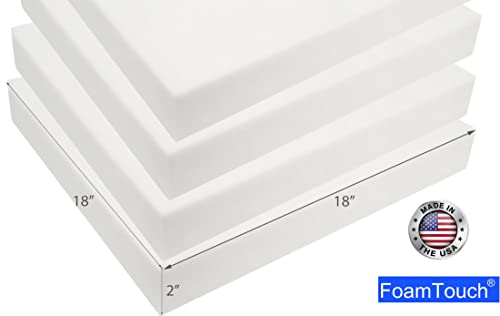 FoamTouch 4-Pack Upholstery Foam Cushion High Density 2" Height x 18" Width x 18" Length Made in USA