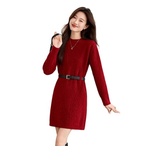Robe pull mi-longue en laine tricotée pour femme au design épuré et chaud