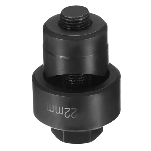 Image of sourcing map Sheet Metal Punch Hole Punch 22mm Bearing Steel Precise Cutting Manual Knockout Kit with External Hex Shank for Metal Plate Sink Stainless Steel, Black