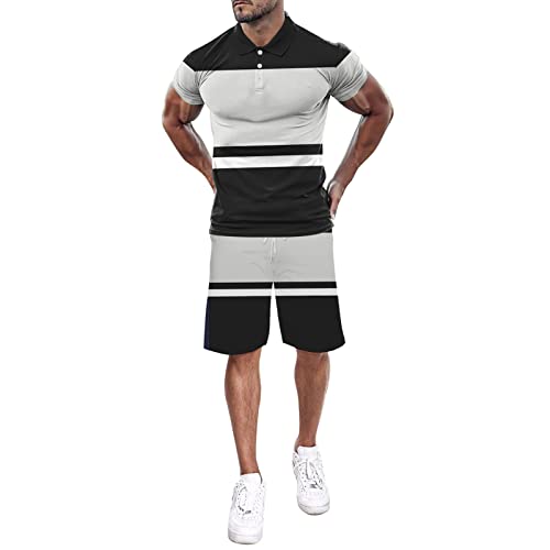 Tech Herren Herrenmode Kurzarm T-Shirt und Shorts Set Sommer 2-teiliges Outfit Anzug Weste Dunkelbraun Cover