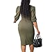 ZVO Elegant Green Church Dress for Women 3/4 Sleeve Pencil Dress Fashion Crew Neck Midi Dress High Waist Office Work Outfits