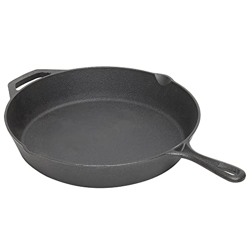 Comparison: Best Frying Pan For Fish 11 Home Basics 12" Cast Iron Skillet (Black) Frying Pan For Pancakes, Meat, and Fish | Large Skillet For Stovetop and Campfire | Nonstick With Pour Spouts