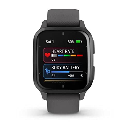 Garmin Venu Sq 2 Smartwatch (Slate Aluminum Bezel with Shadow Gray Case and Silicone Band)