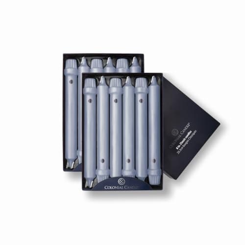 Colonial Candle Unscented Taper Candle, Classic Collection, Wedgewood, 8 in, Pack of 12 - Up to 6 Hours Burn