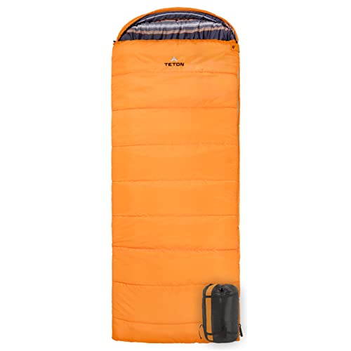 TETON Sports Celsius Regular Sleeping Bag; Great for Family Camping, Orange Poly Liner, Left zip , 80 x 33-Inch