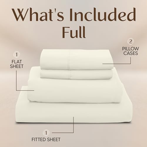 Image of Utopia Bedding Full Size Sheet Set - 4 Piece Bed Sheets, Soft and Breathable Microfiber, Includes 1 Fitted Sheet, 1 Flat Sheet and 2 Pillowcases - Oeko-Tex (Ivory)