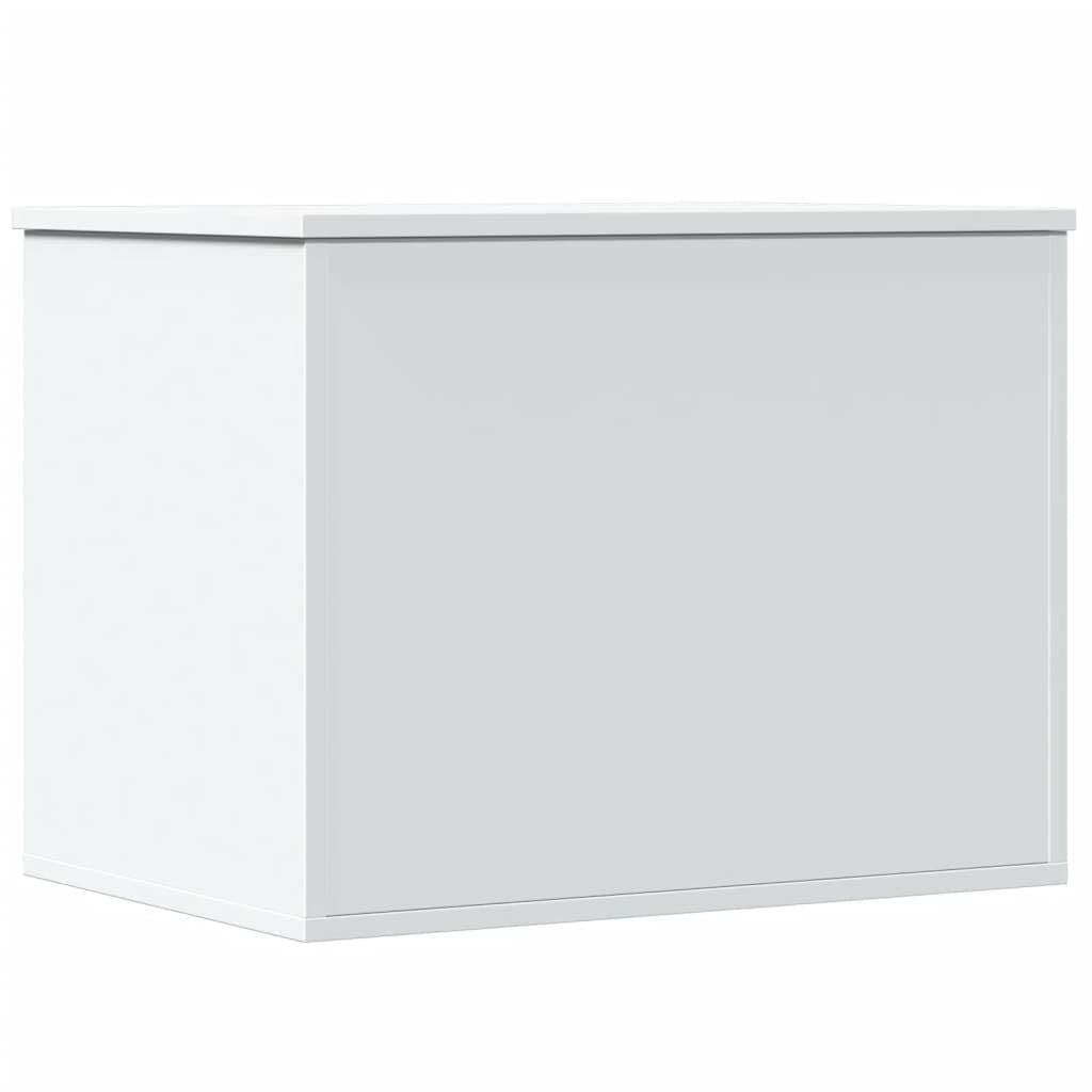 Baúl almacenaje blanco 60 cm, madera ingeniería resistente humedad. Amplio espacio ropa, mantas, juguetes. Tapa con elevación gas, uso como mesa centro. Fácil montaje, carga 125 kg. Versátil salón, do