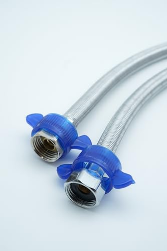 Image of SS 304 Stainless Steel Geyser Connection Pipe Set 1.5 Feet, 18 Inchs | Flexible Hot & Cold Water Geyser Pipes | Heavy Duty Tap & Washbasin Connection Pipe | Leak Proof Bathroom Water Hose (Pack of 2)