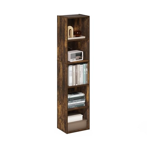 Furinno PASIR Book Shelf, 5-Tier Modern Bookshelf, Open Shelves Bookcase 9 x 12 x 52, Easy Assembly...