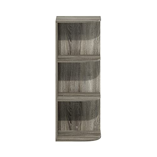 Image of Furinno PASIR Book Shelf, 3-Tier Corner Bookshelf with Open Shelf, Standing Bookcase, 9.3 x 12 x 31.5 for Organization and Storage, for Living Room, Bedroom, Home Office, French Oak