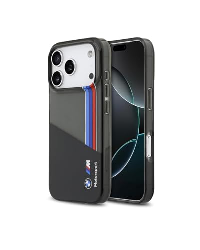 Image of CG MOBILE BMW [Official Licensed] Protective Case Designed for iPhone 17 Pro |Motorsport Collection|IML Printed Case with Vertical Stripes - Black