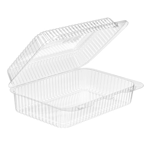 EcoQuality 75oz Clear Hinged Plastic Clamshell Multiple Use Food Storage Container 8 3?4