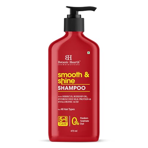 Image of Botanic Hearth Smooth & Shine Shampoo with Rosehip Oil & Silk Protein |Hydrating & Strengthening Formula | Tames Flyaways & Boosts Radiance | Sulfate & Paraben Free, 473ml