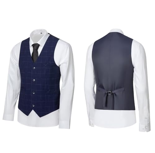 3-Piece Plaid Men Suit Pinstripe 2 Bottons Formal Wedding Suit Classic Tuxedo Mens Suit Set Blazer Jacket Vest Pants3