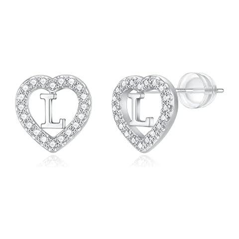 BRIJWELIC Initial Heart Stud Earrings for Girls Cover
