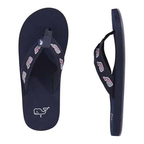 vineyard vines Men's Embroidered Flag Whale Foam Flip Flop