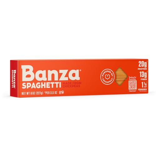 Banza Pasta de guisantes de chickerbsen, rica en proteínas, sin gluten y saludable, 237 ml