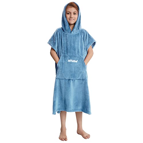 Hiturbo KIDCH2103-BLUE Kids Towel Changing Robe: Soft Plush Bath Towels thumb #3