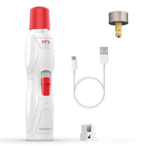 INVENHO Pet Nail Grinder Electric Paw Trimmer Clipper Small Medium Large Dogs Cats Portable & Rechargeable Gentle Painless Paws Grooming Trimming Shaping Smoothing (Red)