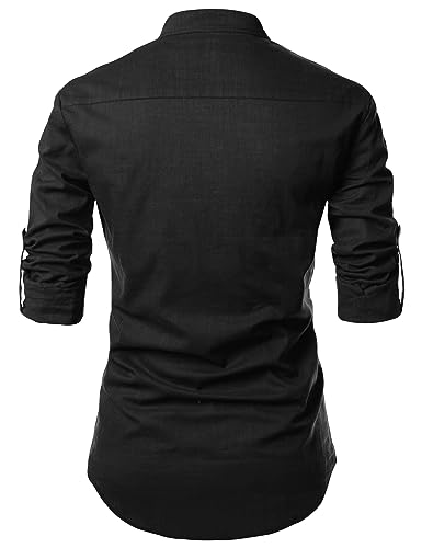 Image of Zombom Men's Casual Cotton Polyester Blend Printed Full Sleeve Short Kurta Shirt