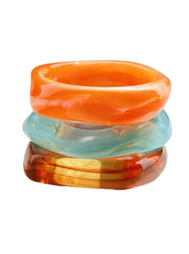 F ME Acrylic Bangles Bracelets for Women Maillard Vintage Acrylic Resin Chunky Bangles Bracelets Fashions Thick Statement bangle Set