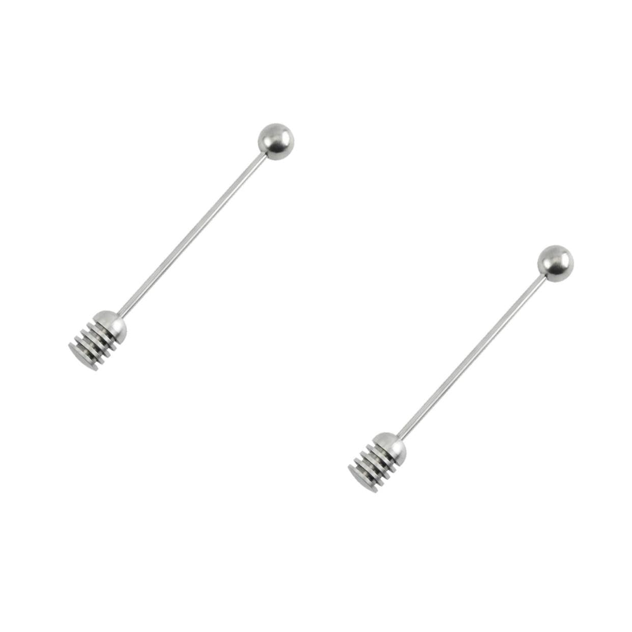 HEALLILY 2pcs Stainless Steel Honey Stirring Sticks Reusable Honey Dippers for Syrup Jam and Molasses for Parties and Home Use Easy to Clean