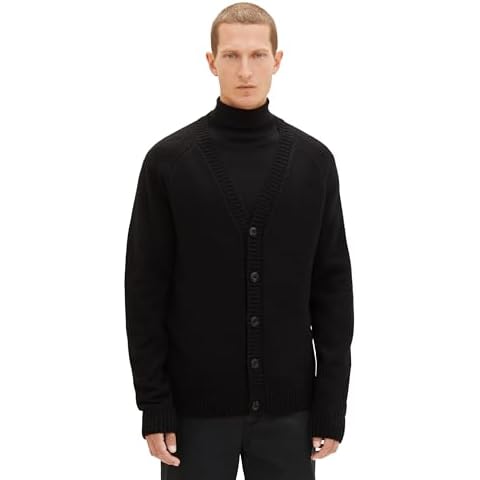 TOM TAILOR Men's Black Cardigan Sweater Cover
