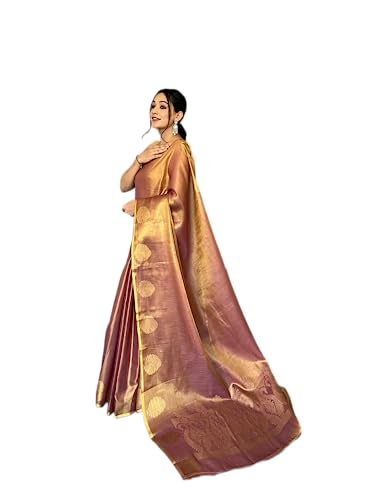 Image of Panzora Women's Tissue Silk Jacquard Weaving Saree With Unstitched Blouse Piece