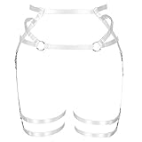 PETMHS Damen Strumpfgürtel Pentagramm Harness Punk Body Hollow Out Oberschenkel Taille Elastic Strappy Leg Strümpfe Suspender Gothic Plus Size Leg Garter Belts (Weiß)