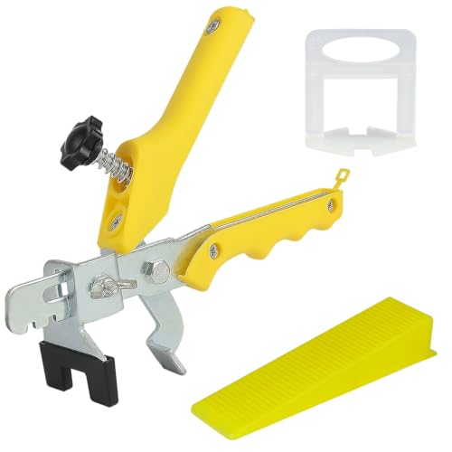 Tile Leveling System DIY Tiles Leveler Spacers Tile Leveling System Kit -1.5mm Leveling Spacer Clips(300 Pcs) Reusable Wedges(100 Pcs) and 1 Installation Pliers-Floor Wall Tile Leveling Tool