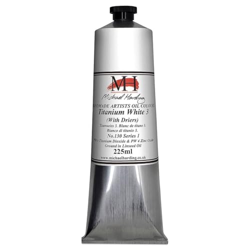 Michael Harding Artist Oil Colours, Titanium White No.3 (Linseed Oil), 225ml Tube, 130226