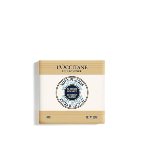 L'OCCITANE Shea Butter Extra-Gentle Hand & Body Soap Bar, Cleanses & Softens Skin, Moisturizing, Soothing Scents, Non-Drying, Vegan
