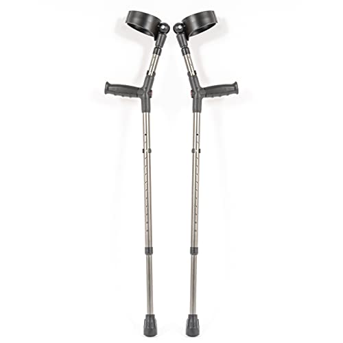 Image of Ossenberg Closed Cuff Ergo Soft-Grip Forearm Crutches Pair (Metallic Grey)