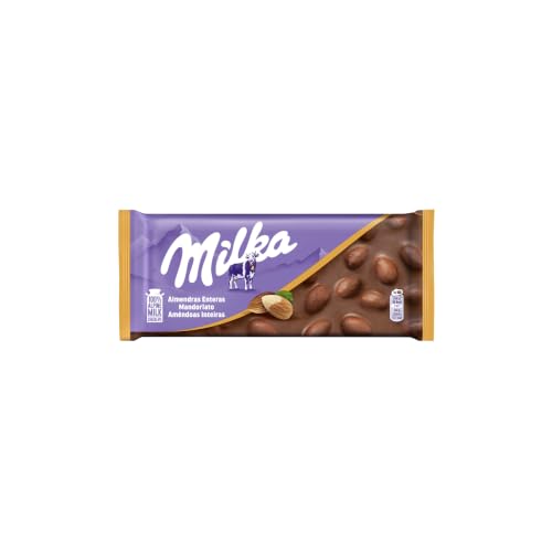 Milka Mandorlato Tavoletta di Cioccolato al Latte e Mandorle intere con Latte 100% Alpino. Tavoletta 100 g