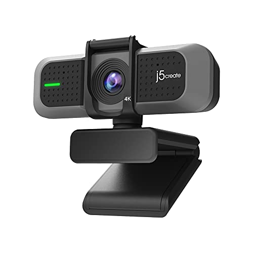 j5create 4K Wide Angle Webcam with Microphone and Privacy Cover for Video Conferencing and Streaming (JVU430)