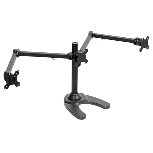 VIVO Triple LED LCD Computer Monitor Free Standing Desk Mount with Base, Heavy Duty Fully Adjustable Stand for 3 Screens up to 32 inches, STAND-V103F
