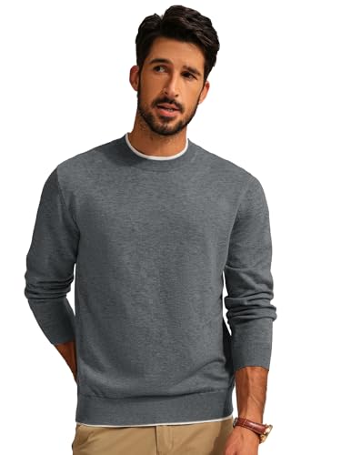 Pj Paul Jones Crewneck Sweater For Men Winter Comfy Casual Thermal Lightweight Wool Blend Pullovers Dark Grey L thumb #1