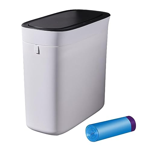 SZLIFE Poubelle Automatique avec Sacs à ordures, poubelles de Salle de Bain avec couvercles, Poubelle de Toilette de Cuisine 16L Poubelle Intelligente pour, Blanc Noir