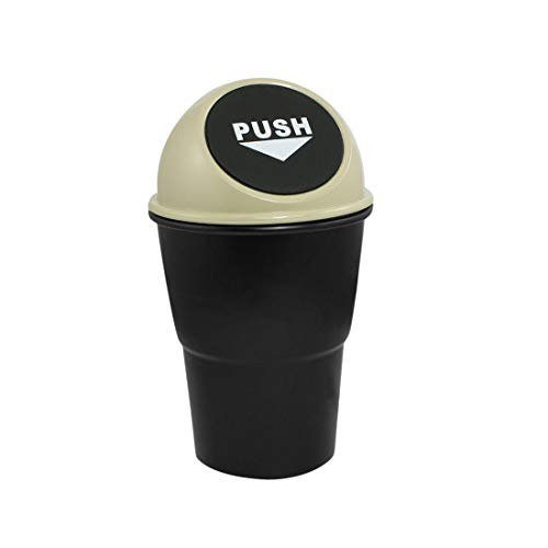 uxcell Office Home Vehicle Car Garbage Rubbish Trash Bin Can Holder Beige