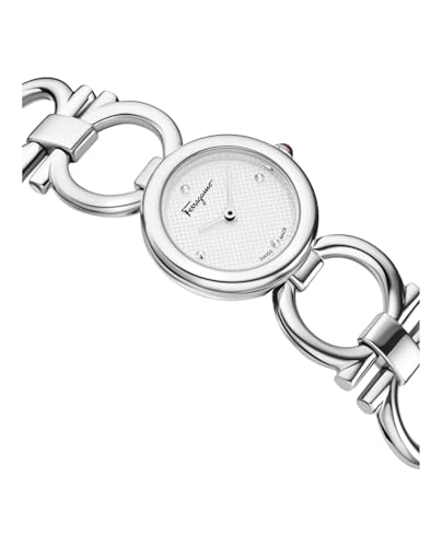 Ferragamo Double Gancini Collection Luxury Womens Watch Timepieces with a Silver Bracelet Featuring a Stainless Steel Case and a White Dial3